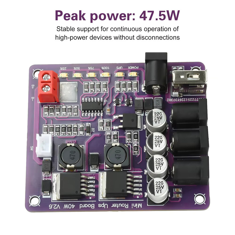 diymore 40W Mini-Router-UPS-Platine DC 12,6V zu 13,0V Aufwärts-/Abwärtswandler Buck-Konverter Stromversorgungsmodul in Purple - Bild 2