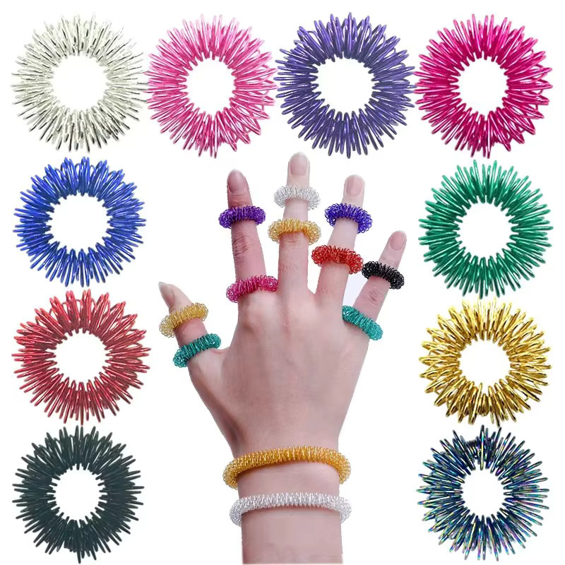 soulbao Fidget Akupressur-Ring-Set, sensorisches Fingermassagegerät, 5–20 Stück - Bild 2