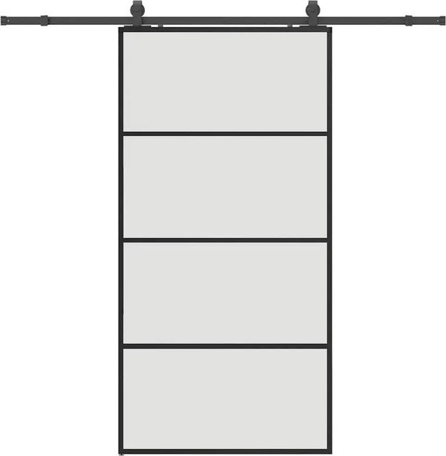 vidaXL Schiebetür aus ESG-Glas in Schwarz und Transparent mit Beschlag, B/H: 102,5 x 205 cm - Bild 1