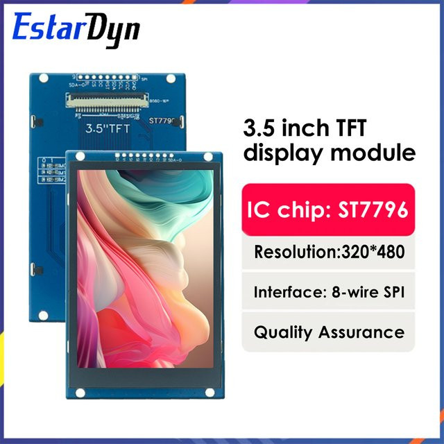 Estardyn 3,5-Zoll TFT-LCD-Anzeigemodul mit HD-Auflösung 320x480, ST7796U 16Bit Parallel-Schnittstelle, IPS Weitwinkelansicht für Mega 2560 und STM32, kompatibel mit 5V/3,3V - Bild 1