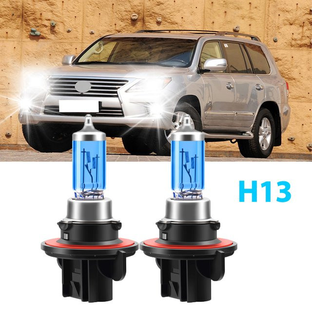2er-Set Universal H13 Halogen Scheinwerfer Leuchtmittel mit 6000K Hyper Weiß und kühlem Blau, 12V - Bild 1