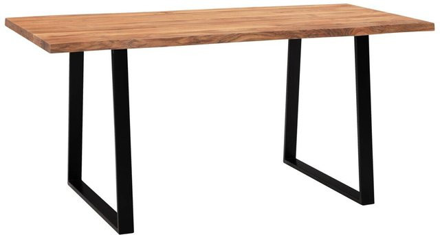 Wohnling Schreibtisch aus Akazie Massivholz in Braun mit Eisengestell B/H/T: 200 x 76 x 100 cm - Bild 1
