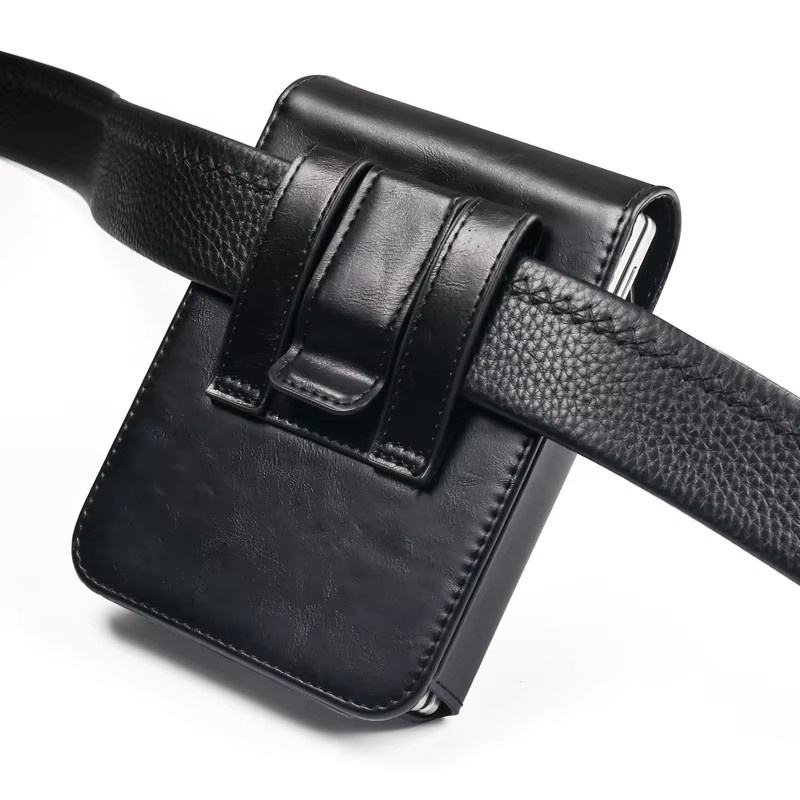 Leder-Reiseholster-Tasche mit Gürtelclip für Samsung Galaxy Z Fold 8, Samsung Galaxy Z Fold 8 Wide und Huawei Pura X Max Flip in Schwarz - Bild 4