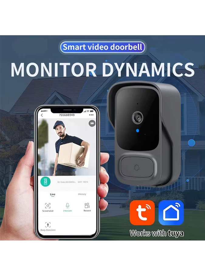 Luxuglow Drahtlose WiFi Video Türklingel mit Nachtsicht und Intercom-System in Schwarz - Bild 7