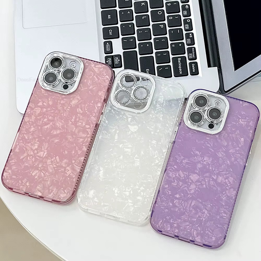 AKABEILA Handyhülle mit Muschelmuster in Weiß für Samsung Galaxy S23 Ultra S25 S24 FE Plus A56 A55 A36 A35 A25 A17 A07 Glitzernde Schutzhülle - Bild 3