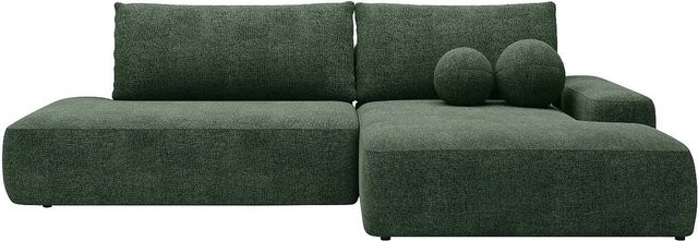 Vente-unique Schlafsofa Daviso in Tannengrün, modernes L-Shape Ecksofa mit Stoffbezug und Schlaffunktion, Breite: 276 cm - Bild 1
