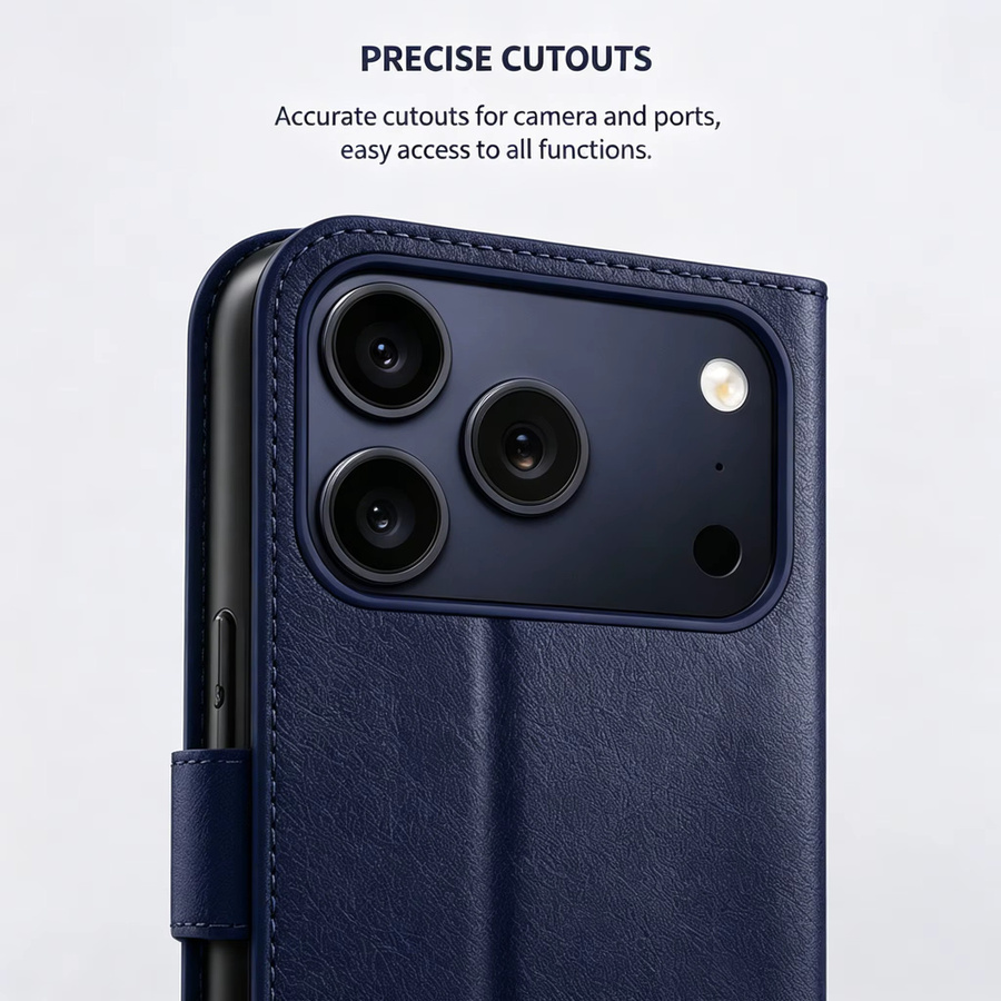 VRNOEI Kunstleder Kartenetui Hülle für iPhone mit Magnetverschluss und Kartenhalter in Pink oder Blau - Bild 4