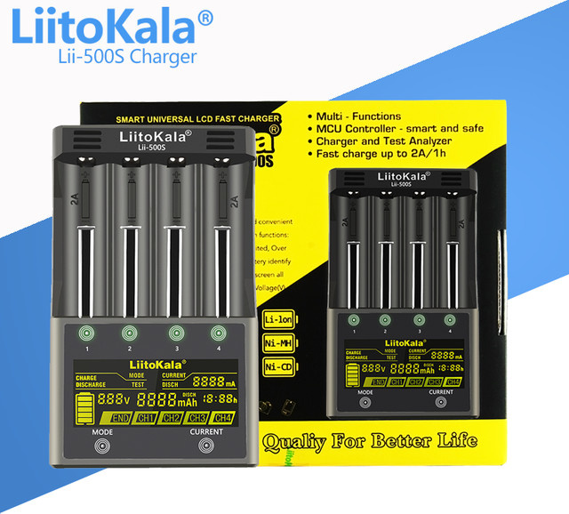 Liitokala Batterieladegerät Lii-600 mit LCD-Display und Touch-Steuerung für 18650 26650 21700 Akkus, Schwarz - Bild 1