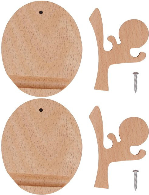 2er Set GoolRC Handyhalter aus Buche als Smartphone Tischständer für Büro und Küche in Beige - Bild 1