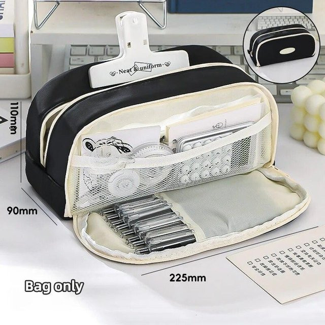 Federtasche von Yiran Furniture in Schwarz mit großem Fassungsvermögen und mehreren Fächern für die Schule - Bild 1