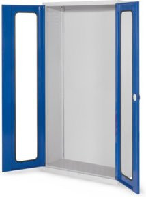 Kappes Systemschrank Serie 400 Leergehäuse mit Sichtfenstertüren aus Stahlblech in Grau, B/T/H: 100 x 41 x 195 cm - Bild 1