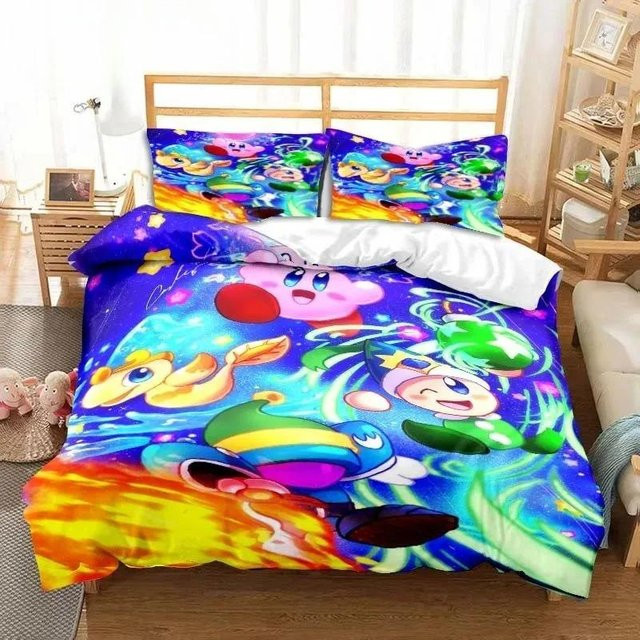 Kawaii Kirby Bettwäsche-Set mit Motivdruck, 2-teilig, Mehrfarbig, B/H: 135 x 200 cm - Bild 1