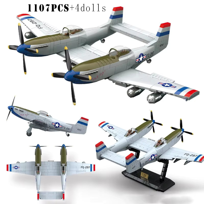 QUAN GUAN 100281 Amerikanischer F-82E Twin Mustang Begleitjäger Bausteine Flugzeug Modell für Kinder - Bild 2