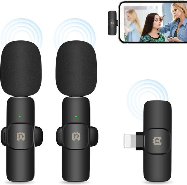 PULUZ PU3150B One-Trigger-Two Mini 2,4 GHz kabelloses Lavalier-Mikrofonsystem für iOS-Smartphones und Tablets, Schwarz - Bild 1