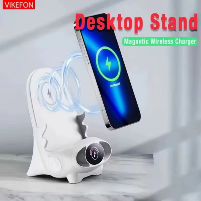 VIKEFON Magnetisches kabelloses Ladegerät in Stuhlform mit USB-C, Weiß - Bild 2