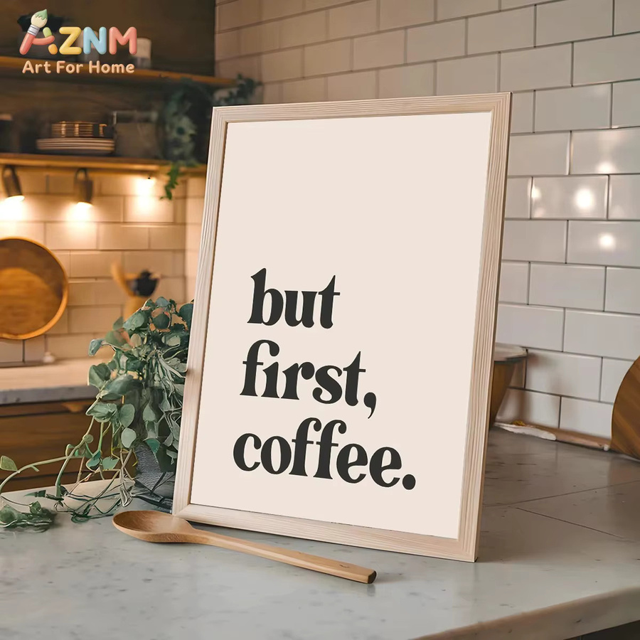 Kayou But First Drink Coffee Poster, minimalistisches Leinwandgemälde mit Typografie-Motiv für deine Wanddekoration - Bild 2