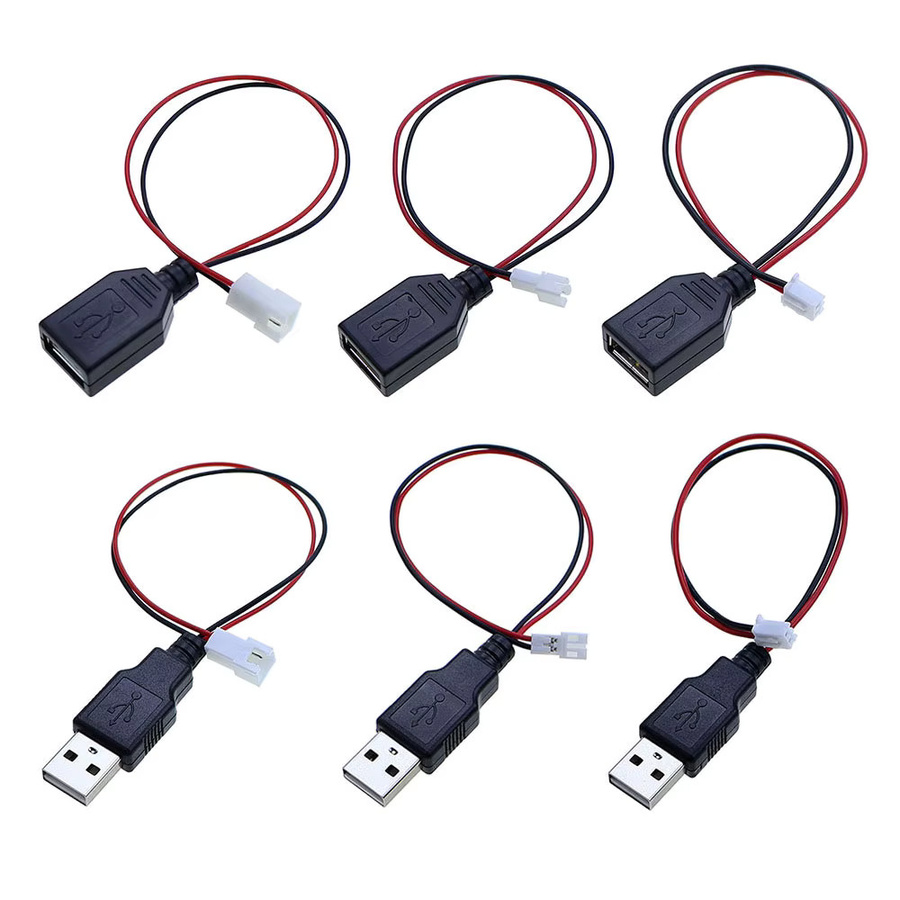 JCD USB-A auf XH2.54 PH2.0 Adapterkabel, 2-adriges Stromkabel zur Übertragung, Schwarz, Länge: 20 cm - Bild 1