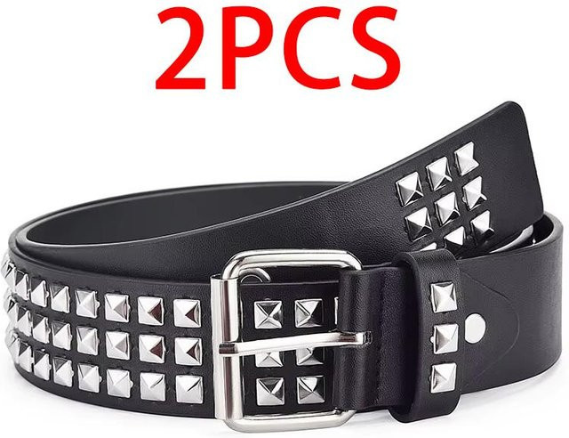 Ruidi bb Gürtel, Metall, Perlen, Nieten, Schwarz, 110cm, Unisex - Bild 1