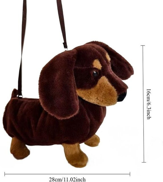 Dackel Plüschtier Rucksack, Welpe, Braun - Bild 1