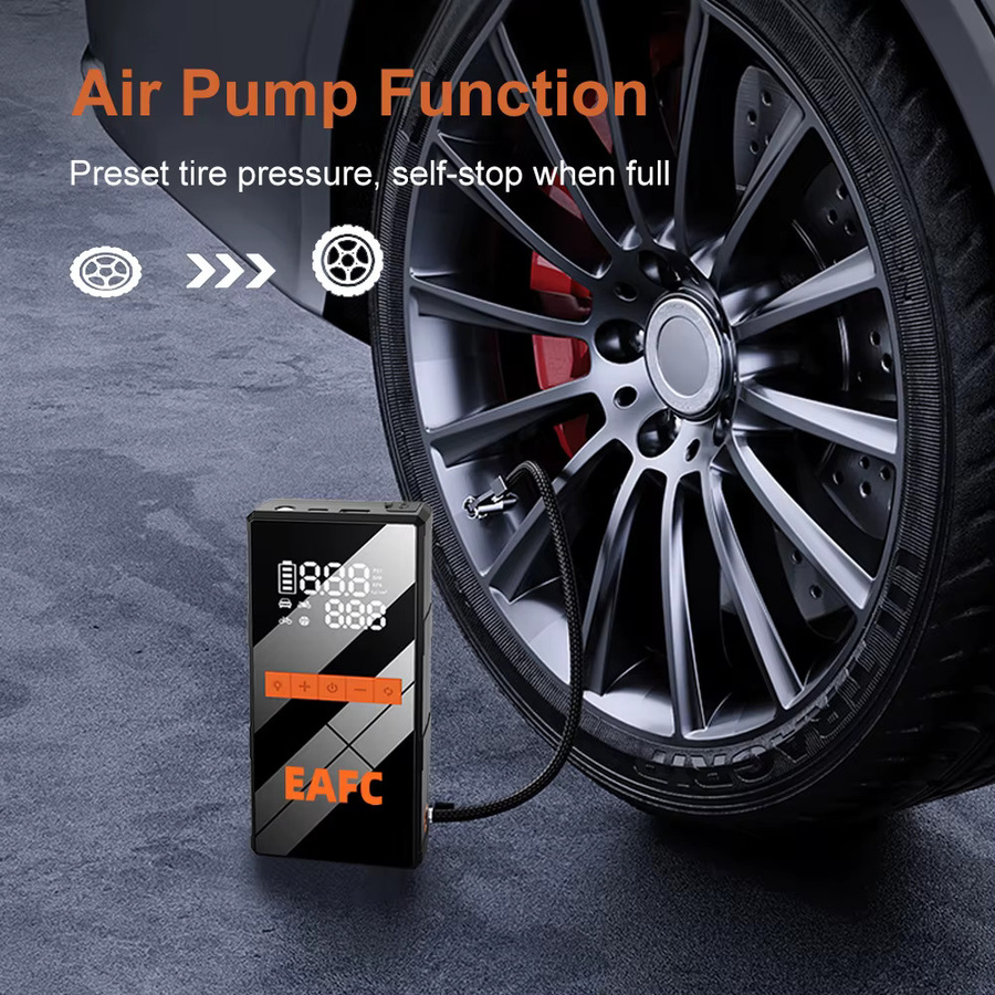 EAFC Auto-Starthilfe Powerbank mit 150PSI Luftpumpe und Batterie-Notfall-Booster in Schwarz - Bild 3