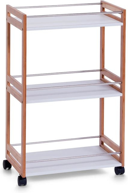 Zeller Rollwagen aus Bambus und MDF in Weiß, B/T/H: 81 x 30 x 51 cm - Bild 1