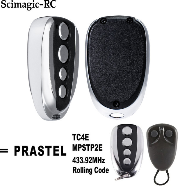 Scimagic-RC Garagentor-Fernbedienung Rolling Code Sender 433 MHz für PRASTEL TC4E / MPSTP2E in Silber - Bild 1