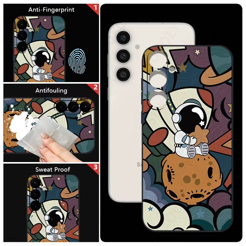 Stoßfeste Samsung Handyhülle mit Astronauten Muster in Multicolour für Galaxy S24 Ultra, S23, S21 FE, A53 und A54 - Bild 2