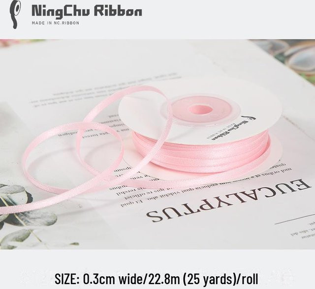 VantaGoods Satin-Seidenband pink, 3 mm Breite für Geschenke, Schleifen und Blumensträuße - Bild 1
