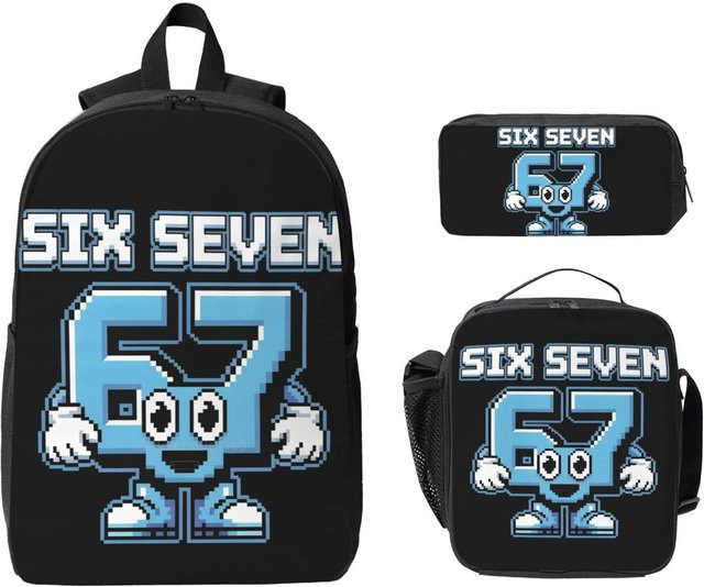 Fancy Style Studio 3-teiliges Schultaschen-Set für Mädchen und Jungen in Schwarz mit Rucksack, Federmäppchen und Brotdose - Bild 1