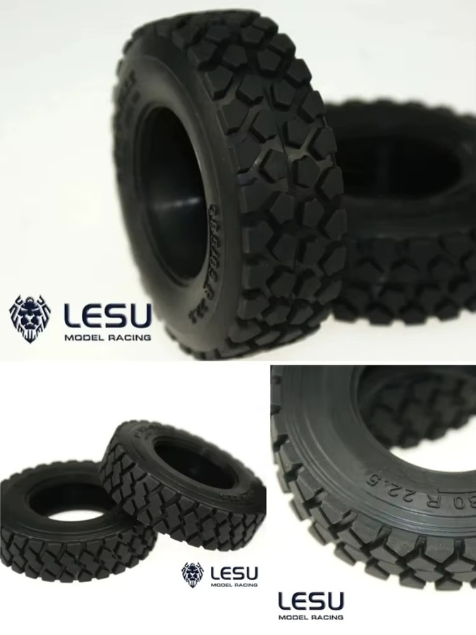 LESU RC Truck Reifenmodell Zubehör, 2-teiliges Set, 1:14, Gummi, Schwarz - Bild 4