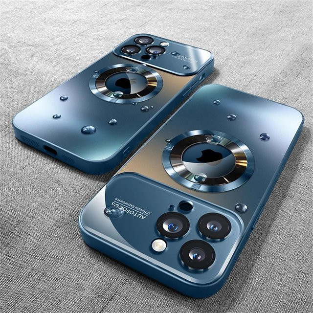 Reggo Luxus Handyhülle für iPhone 15 Pro in Navy Blau mit Titanium Metallic Matt Optik, MagSafe kompatibel und inklusive Kameraschutz aus Glas - Bild 1