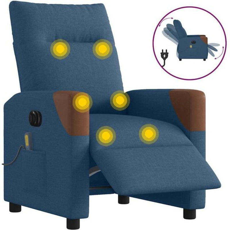 Elektrischer Massagesessel von vidaxl als Relaxsessel aus blauem Polyester-Stoff - Bild 1