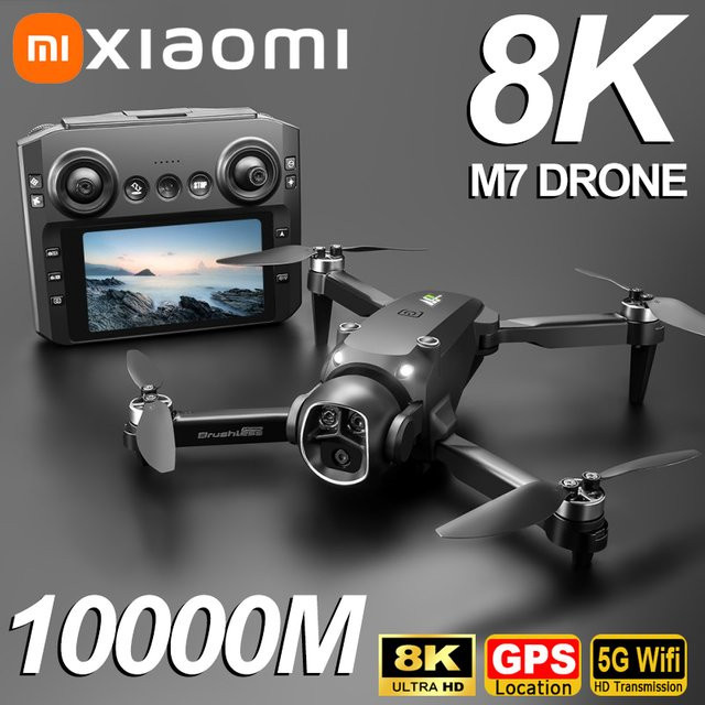 Xiaomi M7 Drohne mit 8K Luftbild-HD-Doppelkamera, intelligente Hindernisvermeidung, bürstenloser Motor, 5G WIFI und GPS in Schwarz - Bild 1