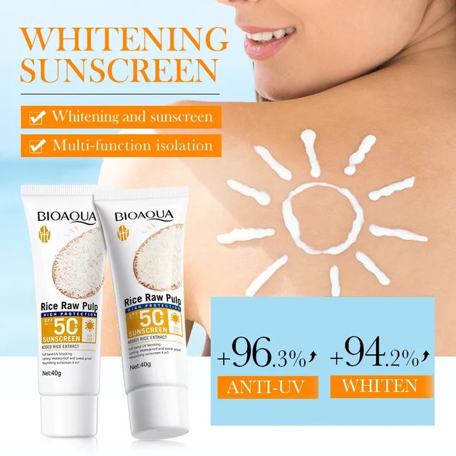 BIOAQUA Reis-Rohpulpe Sonnencreme LSF 50+, Gesicht und Körper, Unisex - Bild 1