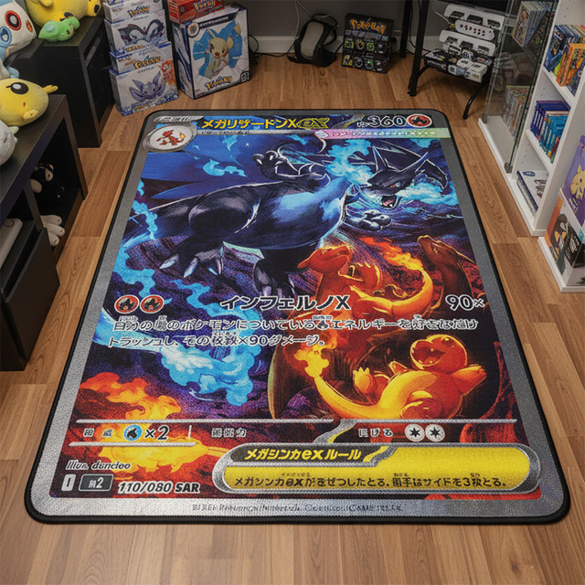 Bandai Pokemon Charizard Teppich mit Motiv für das Kinderzimmer, rutschfeste Bodenmatte in Multicolour - Bild 1