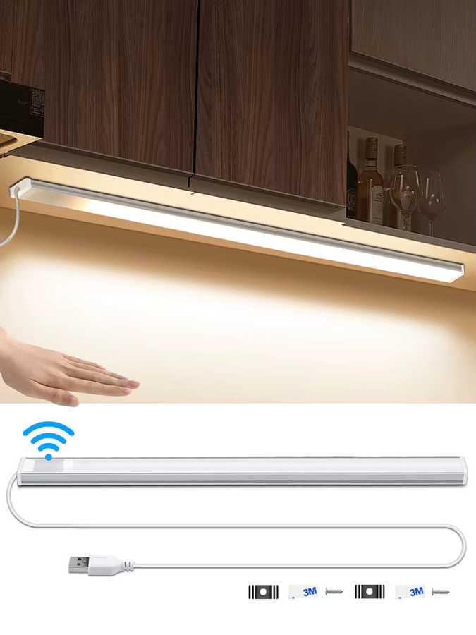 Lcamaw COB LED-Lichtleiste mit Bewegungssensor und USB-Anschluss, Warmweiß, Schrankbeleuchtung und Nachtlicht für Küche und Möbel - Bild 4