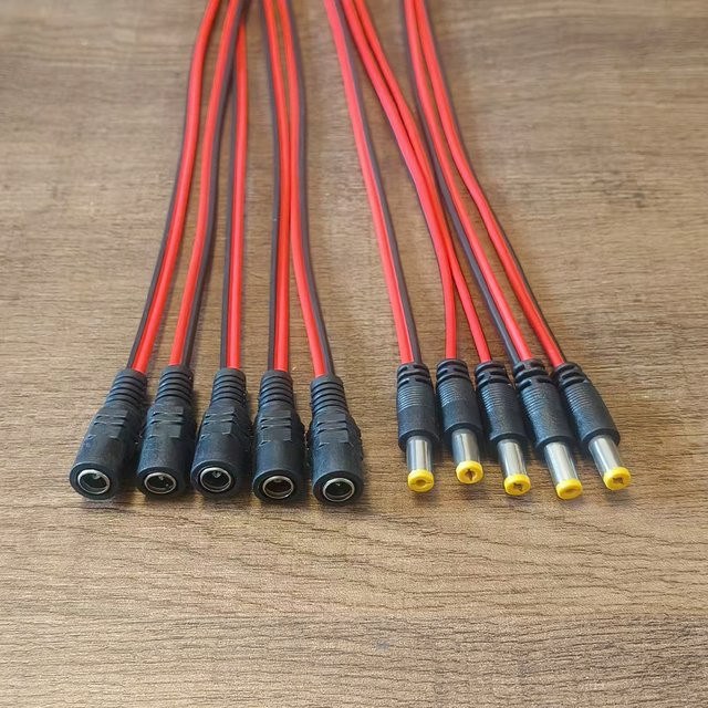 MJJC DC Anschluss Adapter Set 5,5x2,1mm mit 25 cm Kabel, 5 Paar Stecker und Buchsen in Schwarz - Bild 1