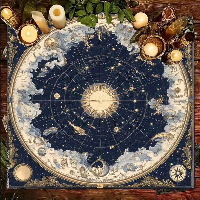 VIKAMA Retro Sternenkarte Tischdecke in Blau für Tarot und Astrologie-Zeremonien - Bild 2
