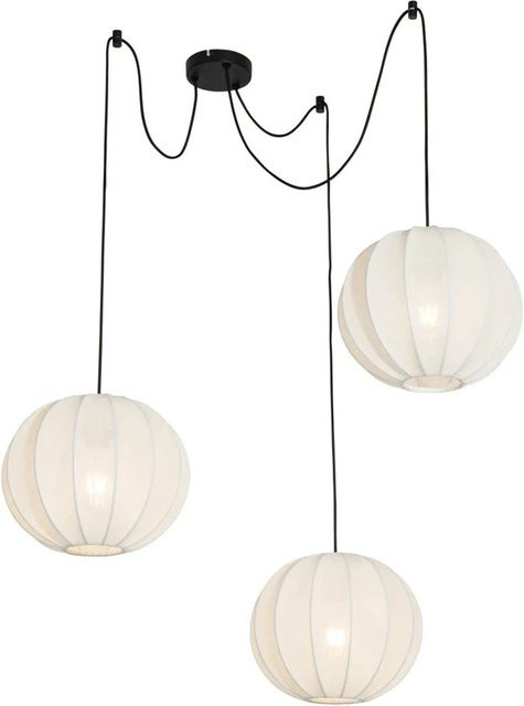 QAZQA Design-Pendelleuchte Weiß aus Seide mit 3 Leuchten in Kugelform, Durchmesser: 30 cm - Bild 1