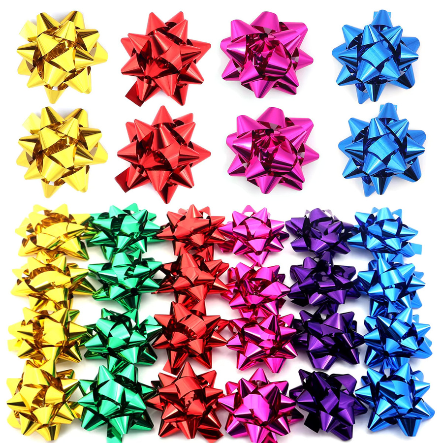Selbstklebende 3D Sternschleifen für DIY Geschenkverpackungen und Weihnachtsdekoration in Rot und Mehrfarbig - Bild 5