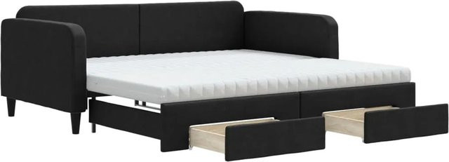 vidaXL Tagesbett ausziehbar mit Schubladen in Schwarz, B/T: 100 x 200 cm - Bild 1