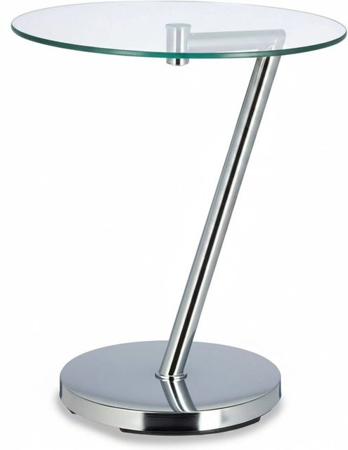 Relaxdays Kaffeetisch aus Glas und Metall in Silber, rund und platzsparend, B/T/H: 52 x 45 x 45 cm - Bild 1