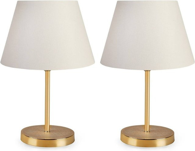 Opviq Tischleuchte in Creme mit 2 E27 Fassungen aus Metall und PVC, B/H/T: 22 x 37 x 22 cm - Bild 1
