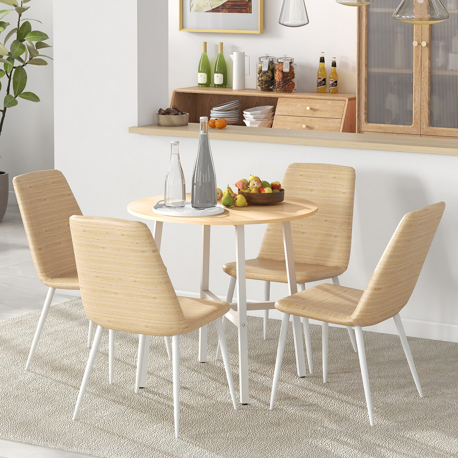 HOMCOM Esszimmertisch für 4 Personen aus Stahl und Naturholz in Braun und Weiß, quadratischer Küchentisch im Industriestil, B/T/H: 80 x 80 x 76 cm - Bild 2