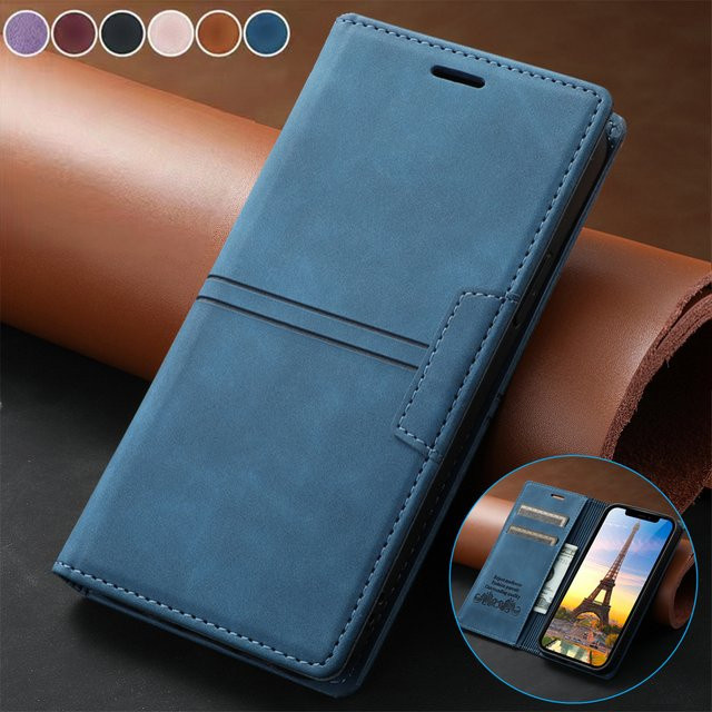 Luxus Leder Handyhülle mit Kartenhalter und Magnetverschluss für Google Pixel 10 9 8 7 6 Pro XL 8A 7A 6A 9Pro 5G als Flip Case Brieftasche in Braun und Blau - Bild 1