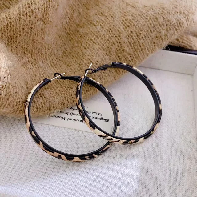 YOUNGUO Hoop Ohrring, Leopard Print, 50 mm, Damen, Bunt - Bild 1