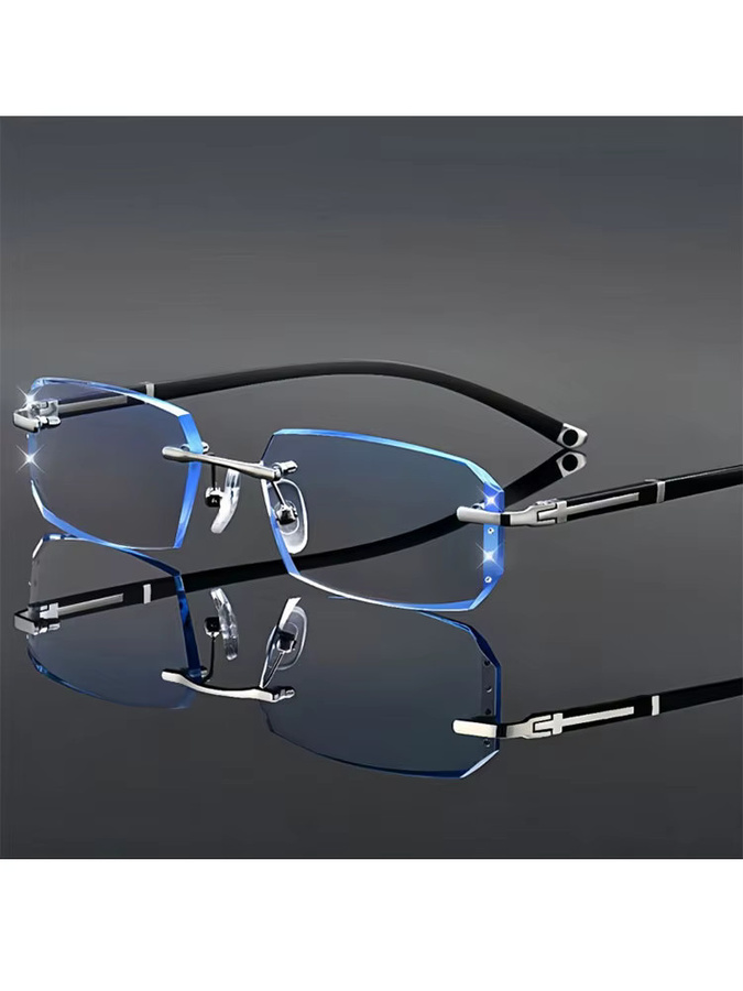 CHUANCHEN Lesebrille, randlos, rechteckig, Metall, transparent, Herren - Bild 4