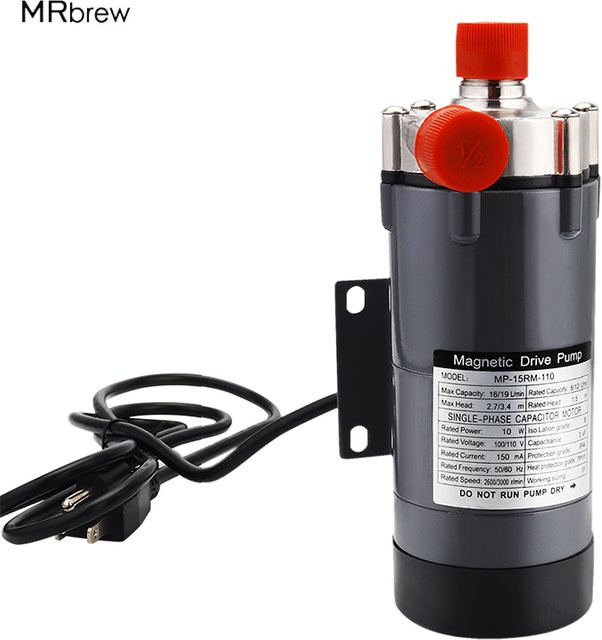 MRbrew Magnetantriebs-Transferpumpe MP-15RM aus Edelstahl in Silber für Craft Beer und Brauwürze mit 1/2 Zoll NPT Anschluss - Bild 1