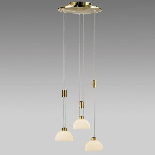 B+M Leuchten Moon II LED-Pendelleuchte, 3-flg, Rund, Messing matt, dimmbar, warmweiß (2700K) - Bild 1