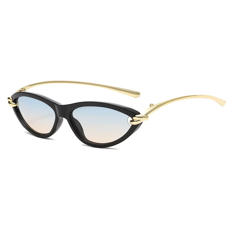 Salutami Sonnenbrille Cat-Eye, Metall, Vollrand, Damen, Blau-Rosa Farbverlauf, Schwarz - Bild 6